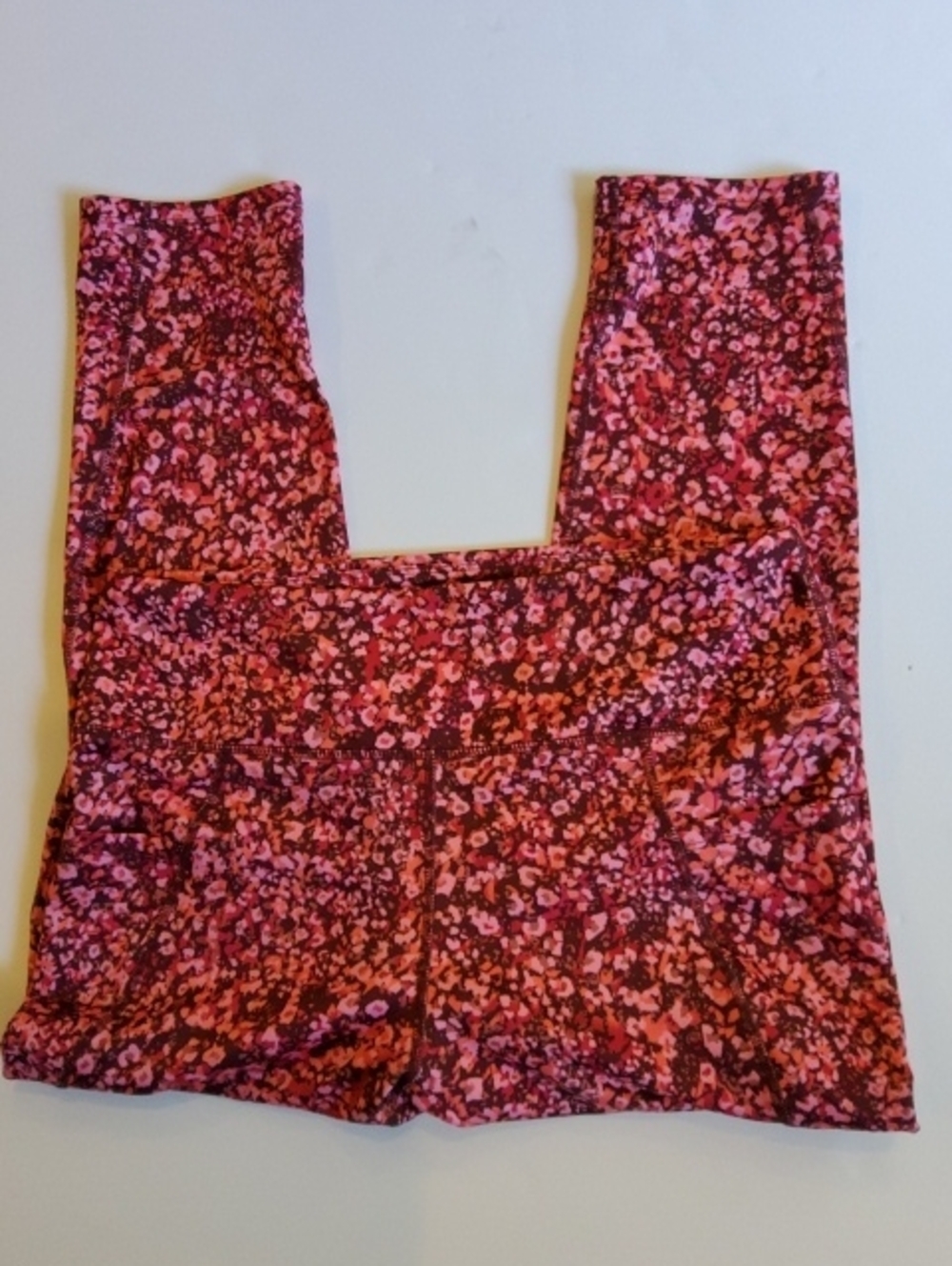 High-Waist Pink Floral Print Performance Leggings